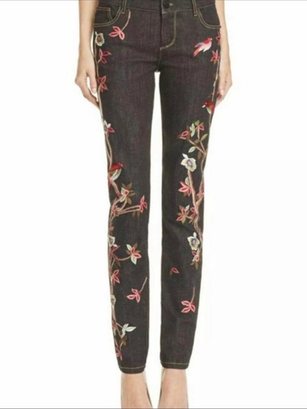 Alice Olivia Embroidered Jane Skinny Straight